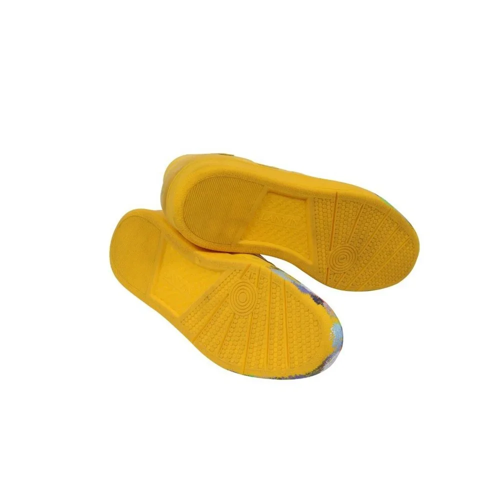 Lanvin Gallery Dept Mens Clay Sneaker US10 43 Yellow Leather Multicolor Painted - Picture 7 of 8